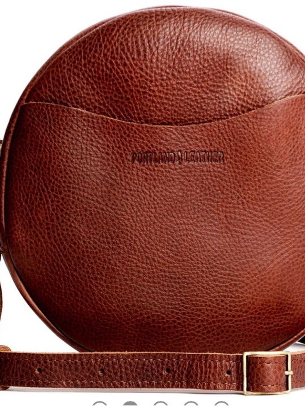 Round Crossbody Bag in Brown Leather - Women's Shoulder Bag-Large 9” - Picture 2 of 6